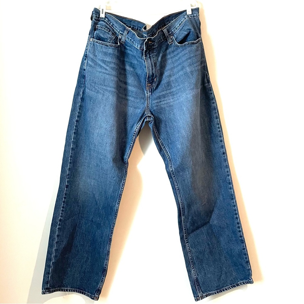 Old Navy Loose Jeans Men's Size 44x32 Denim Pants Leg Edge Unraveling Fraying